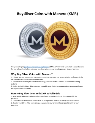 Buy Silver Coins with Monero