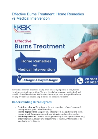 Effective Burns Treatment