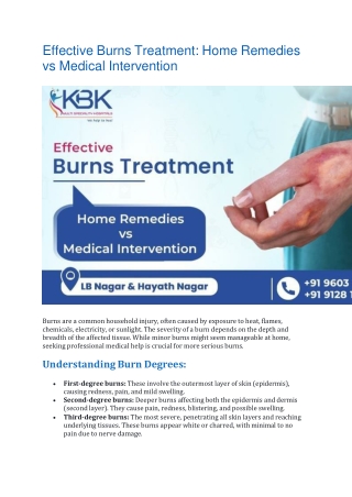 Effective Burns Treatment-