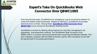 Easy fix for QuickBooks Web Connector Error QBWC1085