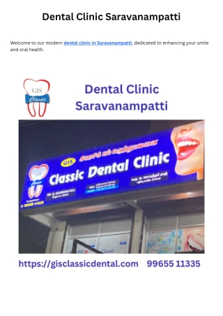 Dental Clinic Saravanampatti  Dental Services Saravanampatti