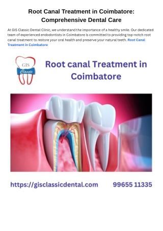 Root Canal Treatment in Coimbatore  Endodontist in Coimbatore