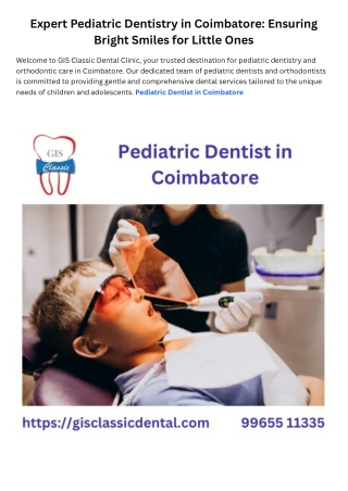 Pediatric Dentist in Coimbatore  Pediatric Orthodontist Coimbatore