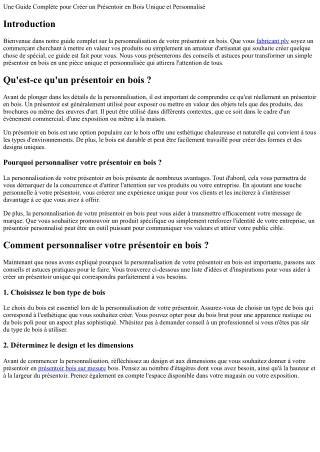 Personnaliser Votre Présentoir en Bois : Conseils et Astuces