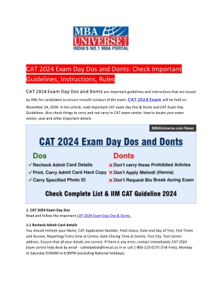 CAT 2024 Exam Day Dos and Donts: Guidelines, Instructions, Rules