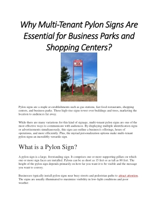 Why Multi-Tenant Pylon Signs Are Essential for Business Parks and Shopping Centers