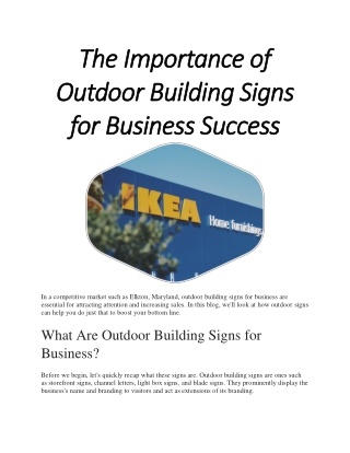 The Importance of Outdoor Building Signs for Business Success