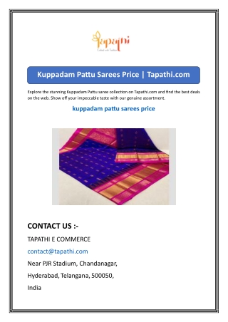 Kuppadam Pattu Sarees Price  Tapathi