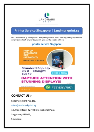 Printer Service Singapore  Landmarkprint.sg