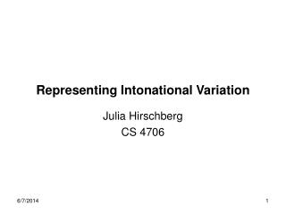 Representing Intonational Variation