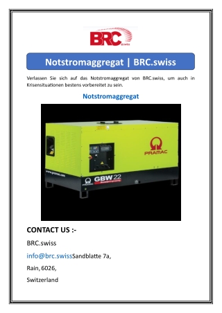 Notstromaggregat  BRC.swiss