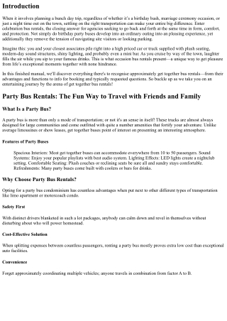 Party Bus Rentals: The Fun Way to Travel with Friends and Family