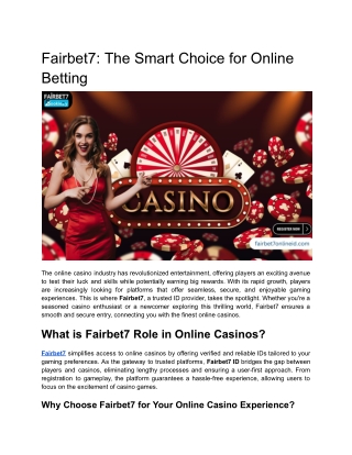 Fairbet7_ The Smart Choice for Online Betting