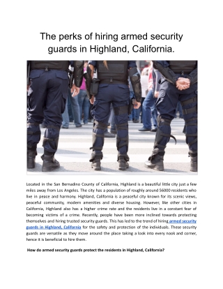 The perks of hiring armed security guards in Highland, California