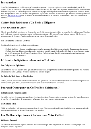 Coffret Bois Spiritueux : Pour les Passionnés et les Curieux