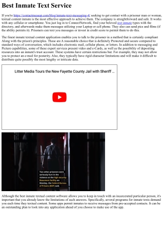Greatest Inmate Textual content Service