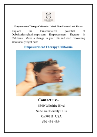 Empowerment Therapy California Unlock Your Potential and Thrive