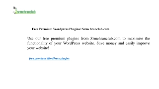 Free Premium Wordpress Plugins  Srmehranclub.com