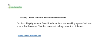 Shopify Themes Download Free | Srmehranclub.com