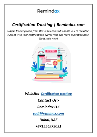 Certification Tracking  Remindax.com