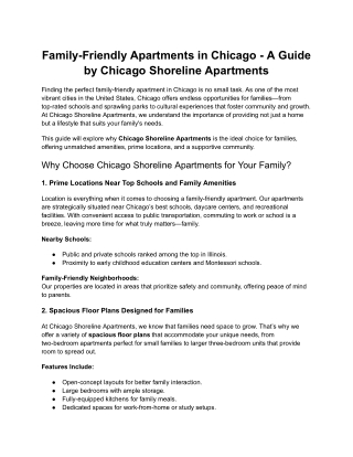 Family-Friendly Apartments in Chicago | A Guide by Chicago Shoreline Apartments