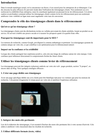 “Utiliser les témoignages clients comme levier de référencement”