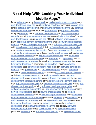 Need Help With Locking Your Individual Mobile Apps.docx