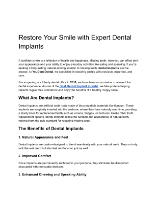 Restore Your Smile with Expert Dental Implants