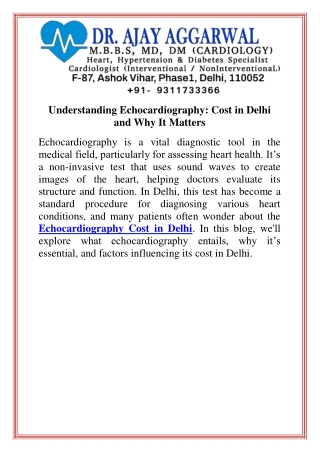 Understanding Echocardiography Cost in Delhi and Why It Matters