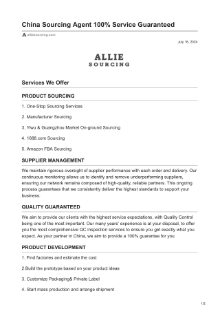 alliesourcing.com-China Sourcing Agent 100 Service Guaranteed