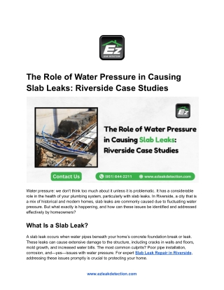 The Role of Water Pressure in Causing Slab Leaks_ Riverside Case Studies