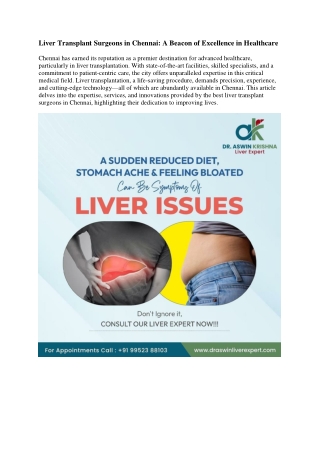 Best Liver Transplant Surgeon in Chennai