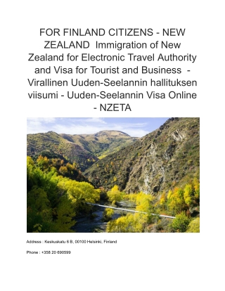 58 FOR FINLAND CITIZENS - NEW ZEALAND  Immigration of New Zealand for Electronic Travel Authority and Visa for Tourist a