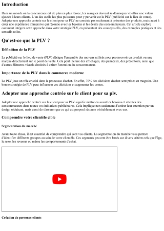 “Adopter une approche centrée sur le client pour sa plv.”