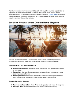 Experience Luxury Travel_ Exclusive Resorts, Cruises, and Adventures