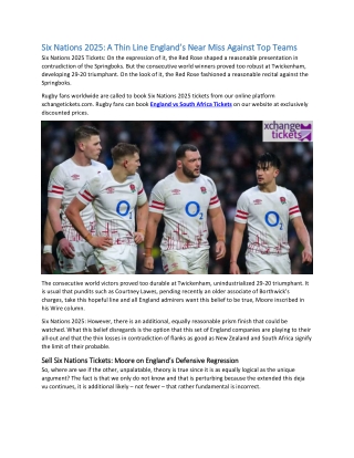 Six Nations 2025 A Thin Line England’s Near Miss Against Top Teams