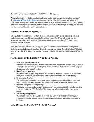 Boost Your Business with the Bundle DFY Suite 5
