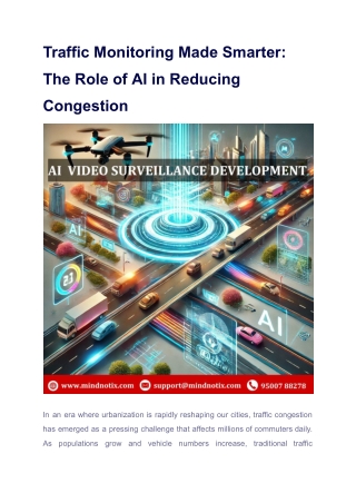 Traffic Monitoring Made Smarter: The Role of AI in Reducing Congestion