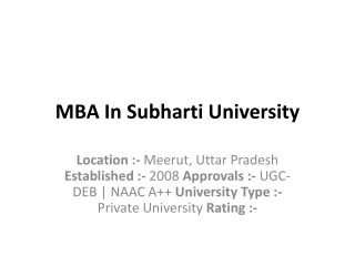 MBA In Subharti University