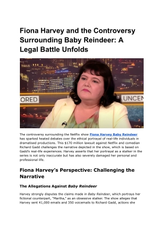 Fiona Harvey and the Controversy Surrounding Baby Reindeer_ A Legal Battle Unfolds