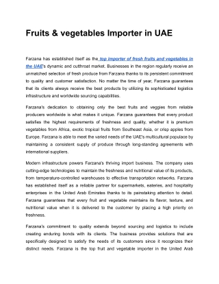 Fruits & vegetables Importer in UAE