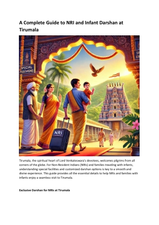 A Complete Guide to NRI and Infant Darshan at Tirumala