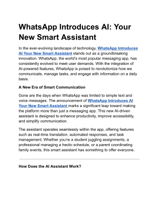 WhatsApp Introduces AI: Your New Smart Assistant