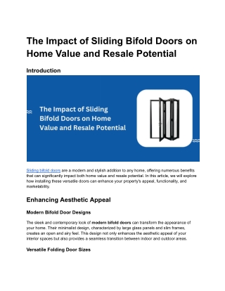 The Impact of Sliding Bifold Doors on Home Value and Resale Potential
