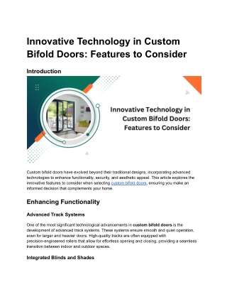 Innovative Technology in Custom Bifold Doors_ Features to Consider