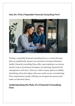 How Do I Find a Reputable Financial Consulting Firm