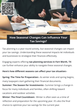 How Seasonal Changes Can Influence Your Tax Savings?