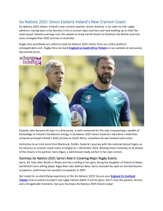 Six Nations 2025 Simon Easterly Ireland's New Cranium Coach