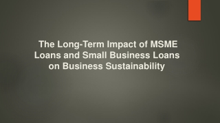 The Long-Term Impact of MSME Loans and Small Business Loans on Business Sustainability