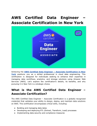 AWS Certified Data Engineer – Associate Certification in New York